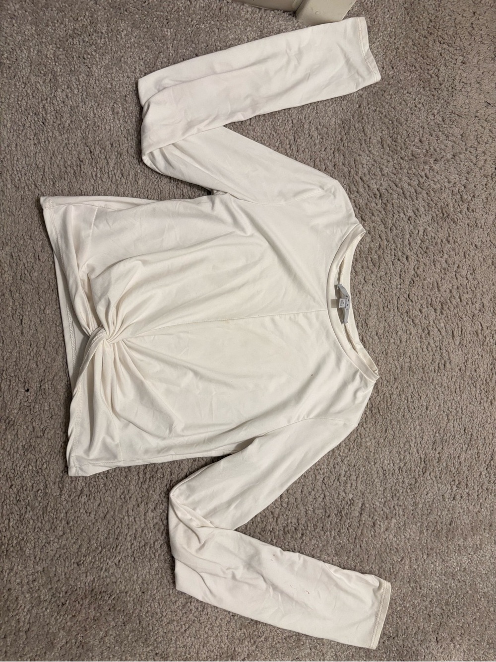 gaze Cream Long Sleeve Twist Front Top